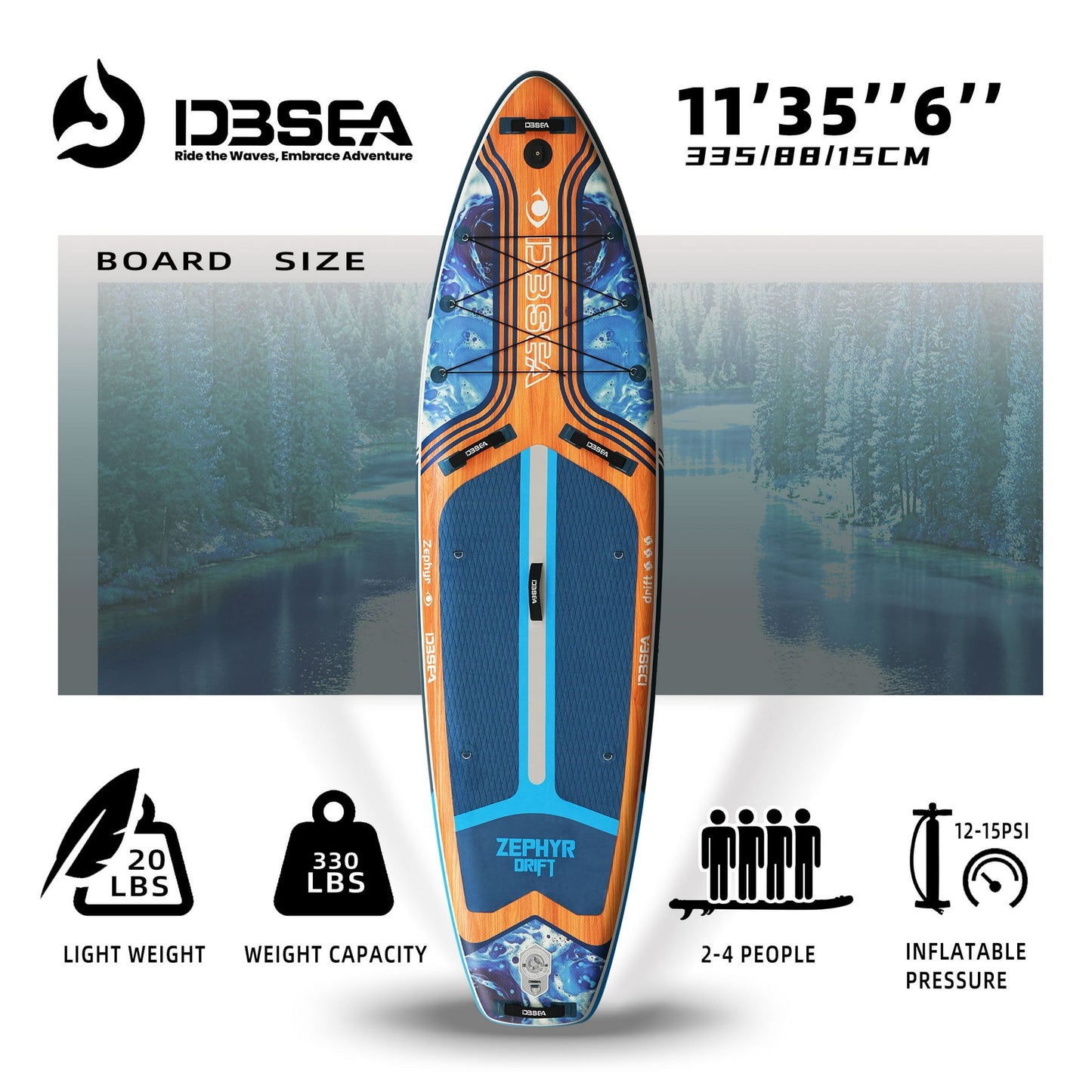 Genreen 11ft Inflatable Paddle Board & Fishing Stand up Paddle Board with Full SUP Accessories
