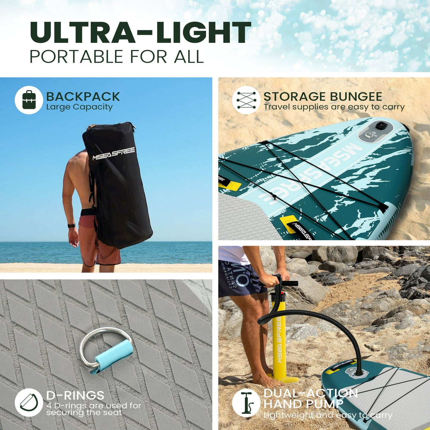 MSEASFREE 11.5 ft Inflatable Paddle Board All-Purpose Fishing Stand up Paddle Board with Full SUP Accessories
