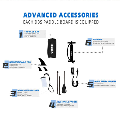Genreen 11ft Inflatable Paddle Board & Fishing Stand up Paddle Board with Full SUP Accessories