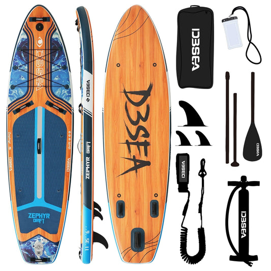 Genreen 11ft Inflatable Paddle Board & Fishing Stand up Paddle Board with Full SUP Accessories