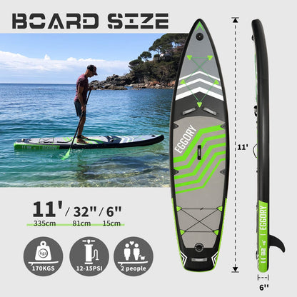 EGGORY 11 ft Inflatable Paddle Boards Stand Up Paddle Board with Premium SUP Accessories for Youth & Adults